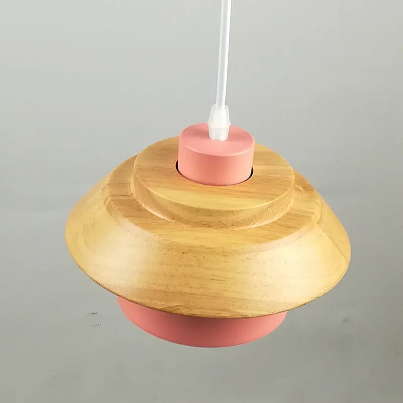Sweet Home Macaron couleur LED fer bois Suspension Luminaire Lustre suspendu lumières intérieur Lustre lampes plafond décoration - vue 4 sur 8