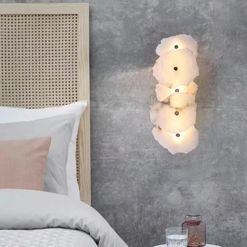 Applique murale moderne en laiton LED longue lampe en marbre naturel 	 de luxe éclairage applique chambre salon salle à manger couloir lumière