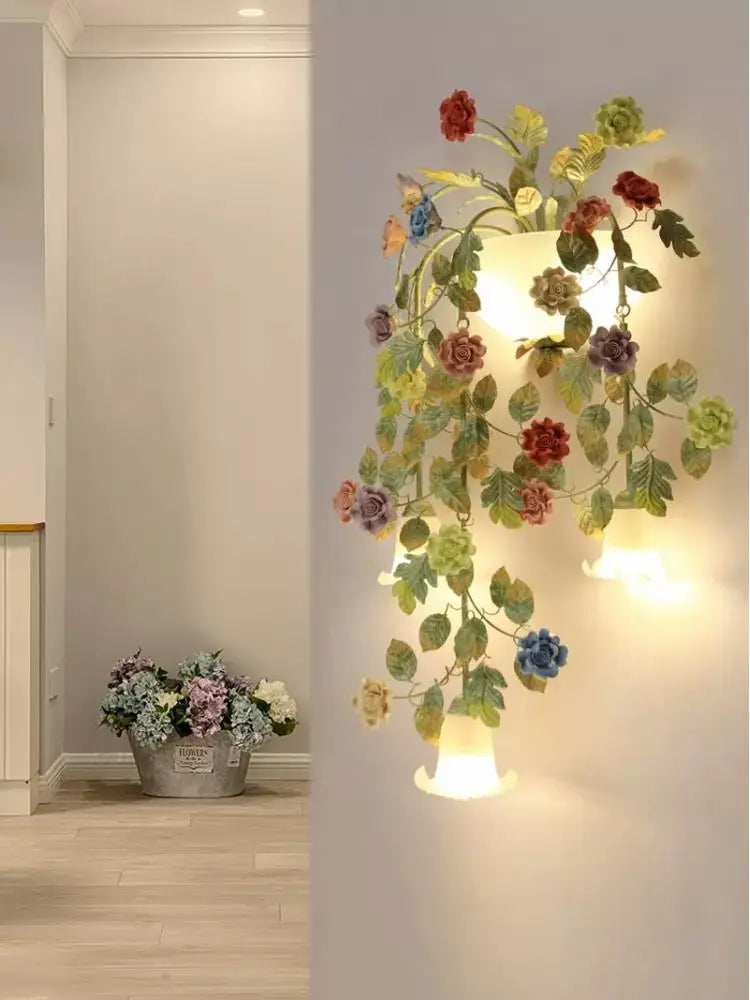 applique murale en métal avec fleurs et herbes décoratives - vue 3 sur 8