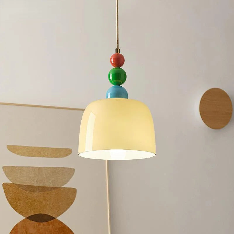 lustre en bois et verre pour bar maison avec led intégrée