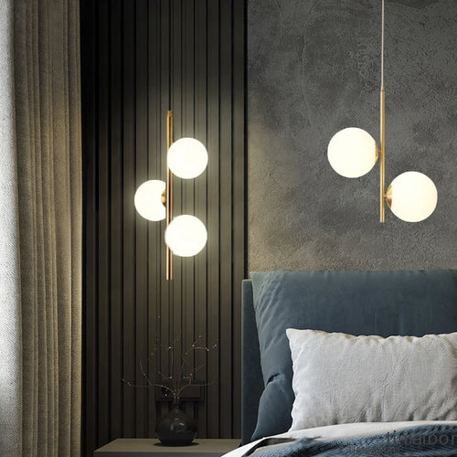 Moderne simple Cuivré Restaurant Suspension De Luxe Chevet Nordique Designer Créatif Personnalisé Acrylique Boule G9 Suspension