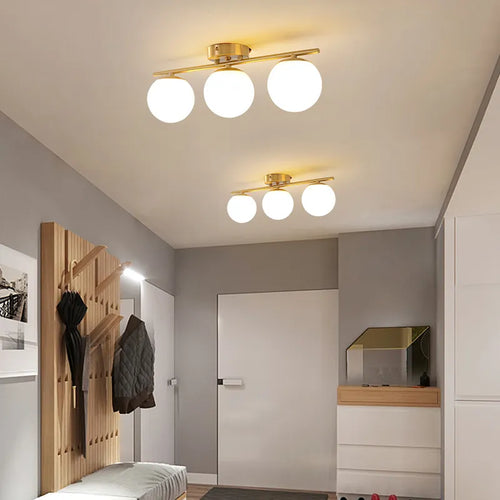 Plafonniers LED nordique fer verre boule plafonniers couloir allée balcon cuisine Simple moderne créatif décor à la maison Lustre