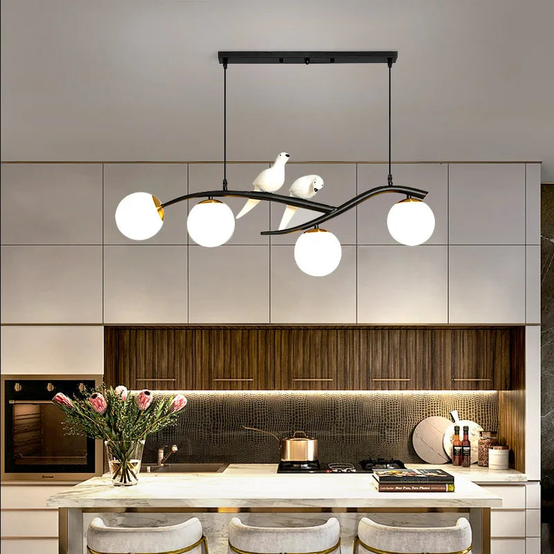 lustre nordique led oiseau suspension éclairage décoratif - vue 3 sur 10