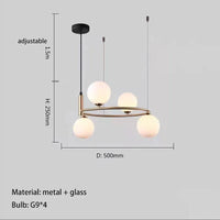 Lustre boule de verre blanc