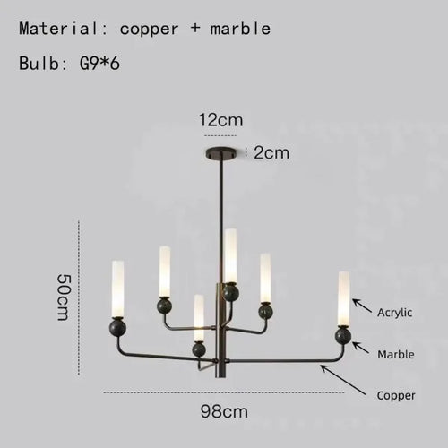 suspension en marbre et cuivre pour éclairage intérieur moderne