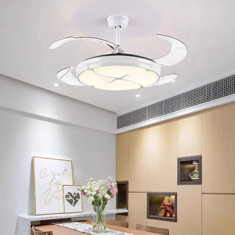 plafonnier moderne silencieux avec lumière intégrée et ventilateur - vue 5 sur 12