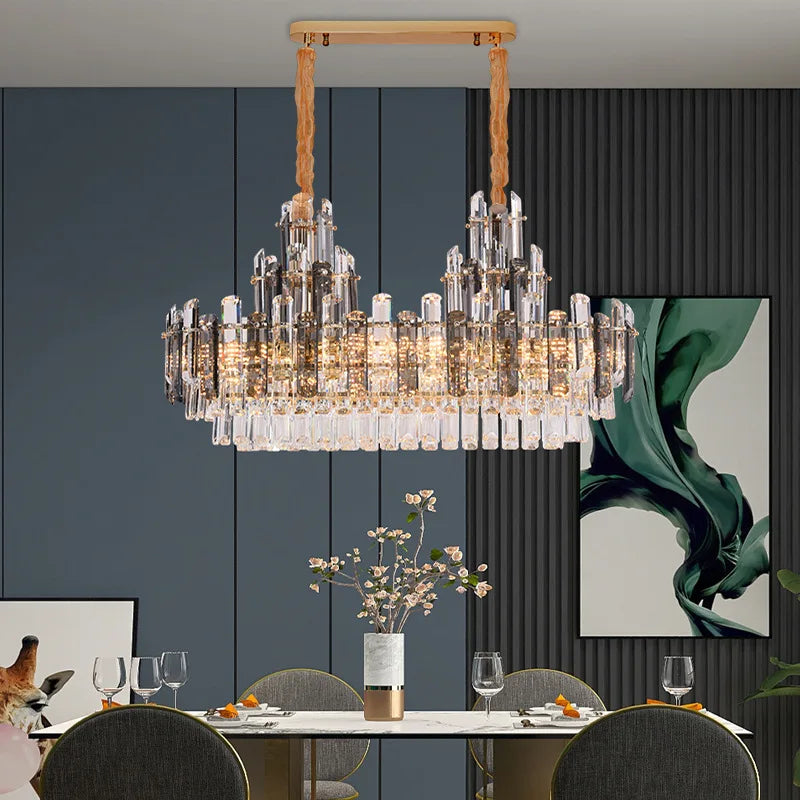 lustre suspendu ovales en cristal à led dimmable tendance 2022 - vue 7 sur 11