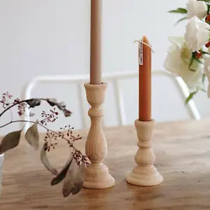 lot de 3 bougeoirs vintage en bois pour décoration élégante