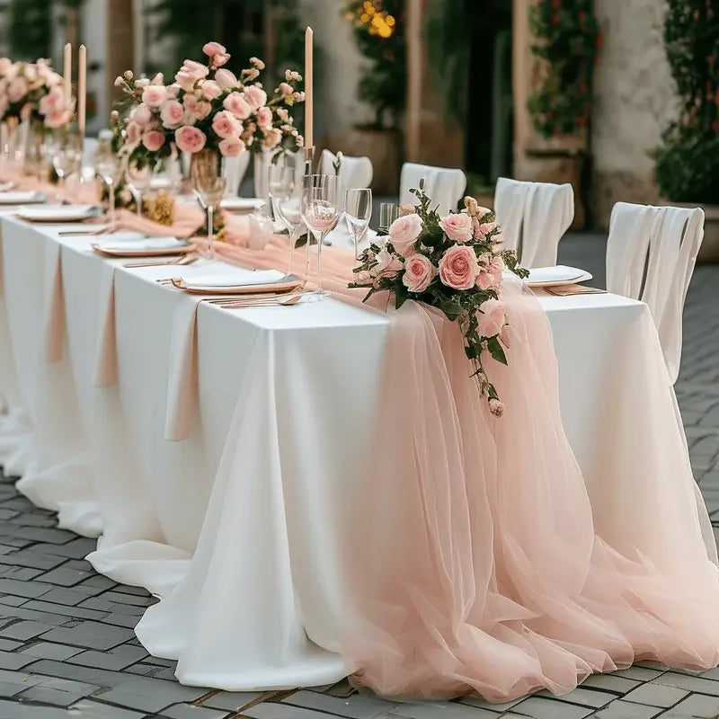 Chemin de table gaze transparente décoration mariage fête