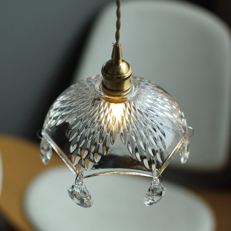 Suspension avec abat-jour en verre vintage Louvain - vue 4 sur 6