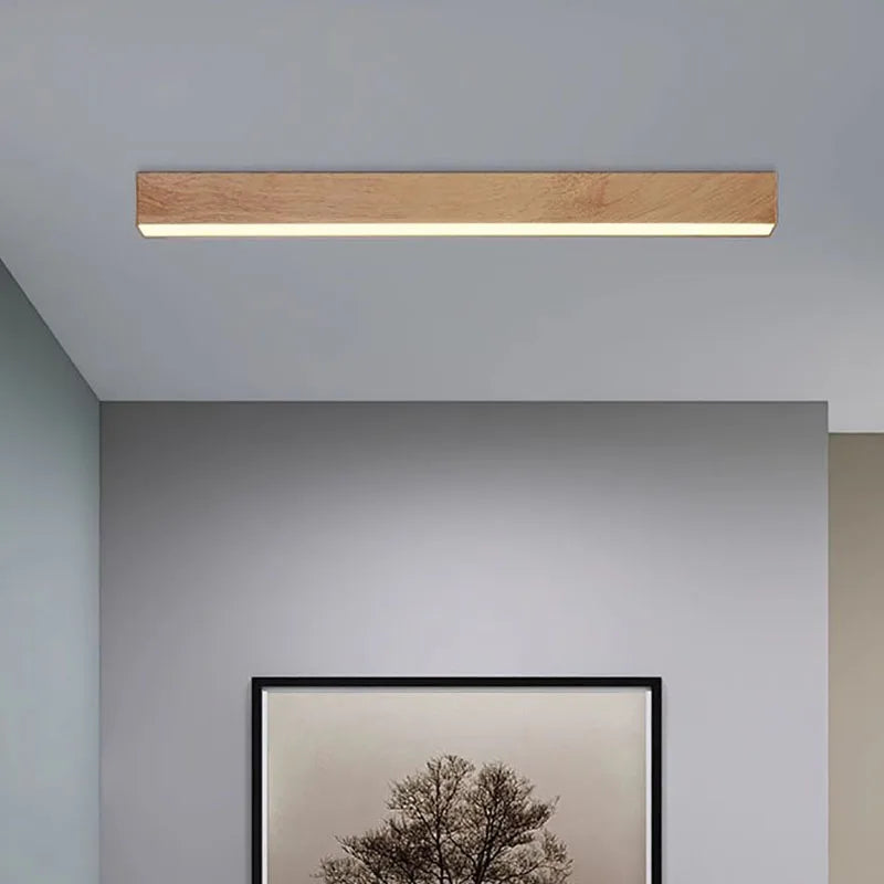 Plafonniers LED nordiques lampes de décoration en bois à longue bande minimaliste pour salon entrée chambre couloir luminaires de vestiaire