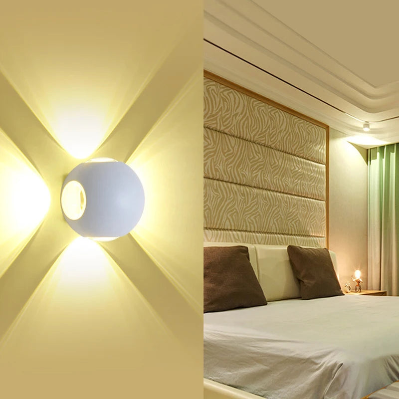 Applique murale LED de jardin étanche ronde à quatre côtés - vue 4 sur 8