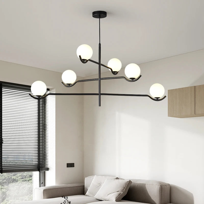lustre en verre blanc design moderne pour intérieur élégant - vue 4 sur 9
