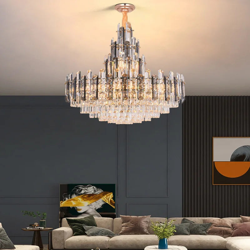 lustre suspendu en cristal à intensité variable design moderne - vue 4 sur 11