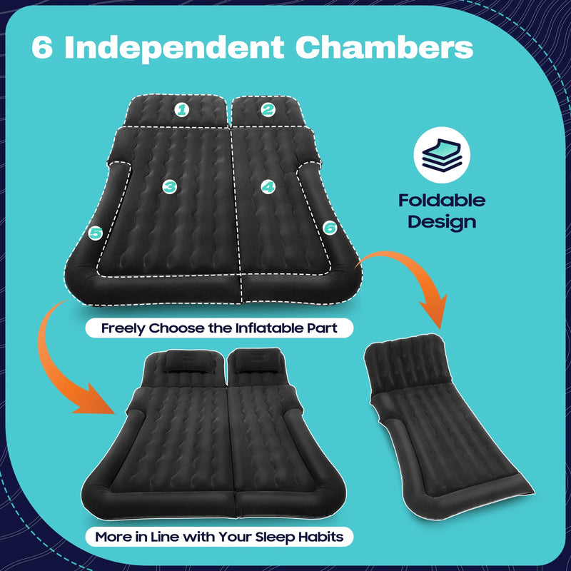 matelas gonflable 2 en 1 pour camping et voyages avec pompe intégrée