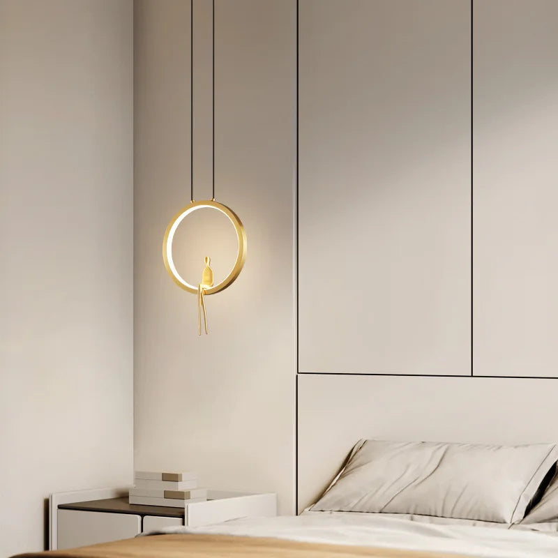 suspension lumineuse en cuivre pour décoration moderne - vue 5 sur 7