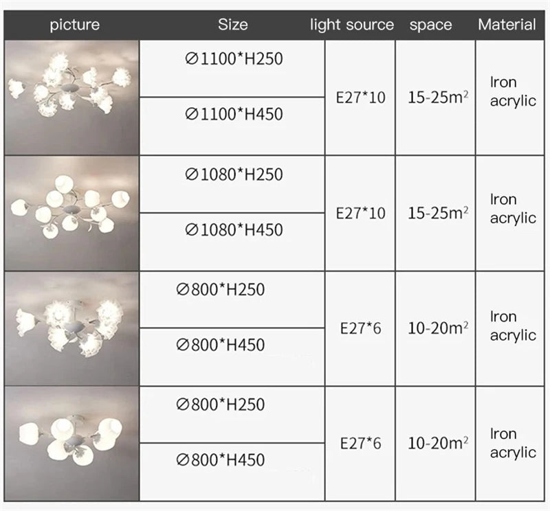 lustre moderne en forme de fleur pour décoration intérieure élégante - vue 6 sur 13