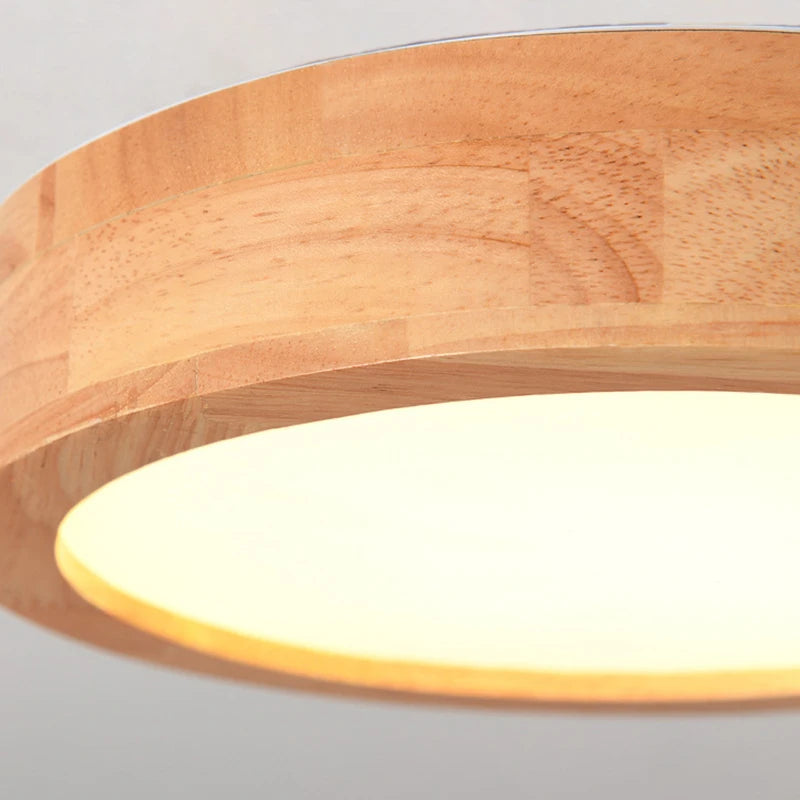 plafonnier led rond simple en bois nordique lampen - vue 5 sur 7