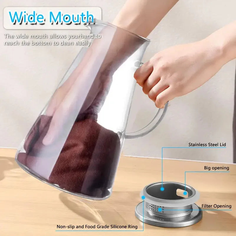 Carafe en verre grande capacité résistante chaleur poignée