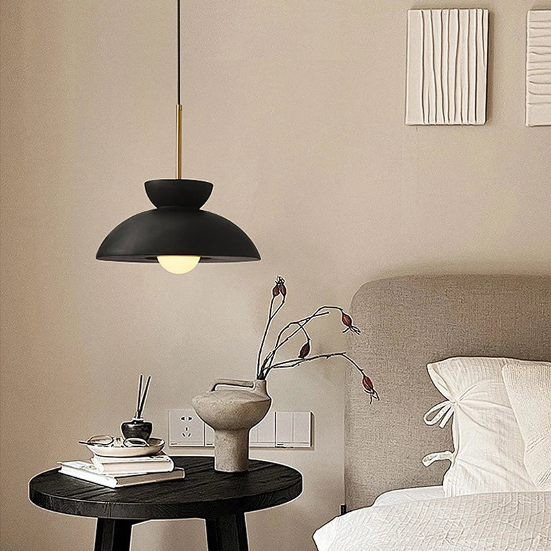 Nordique bol en forme de crème Style suspension moderne Wabi Sabi Restaurant décoratif LED lustre chambre chevet salon - vue 5 sur 9