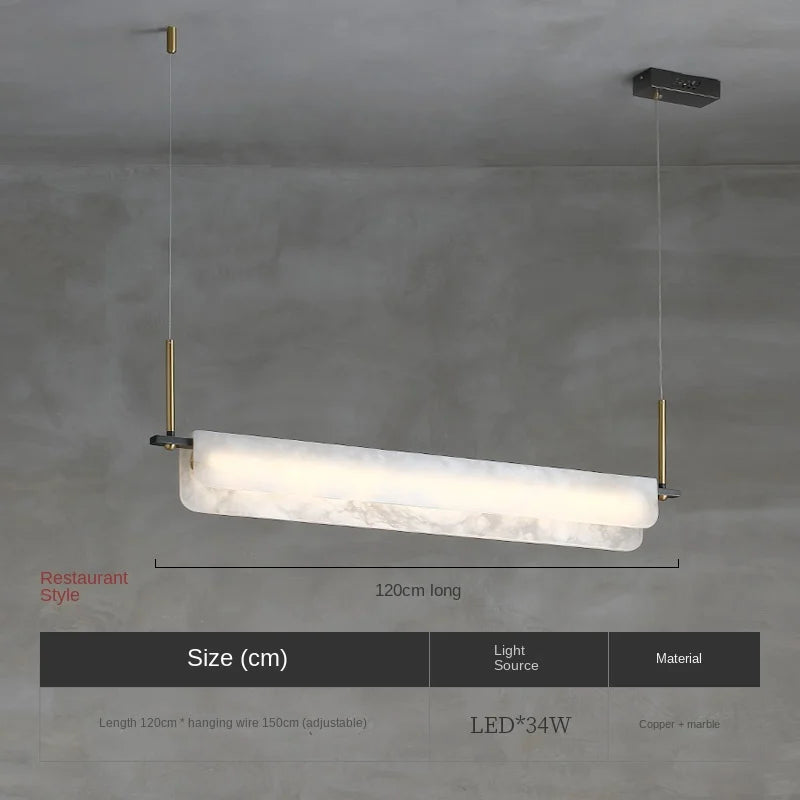 lustre en marbre naturel pur et cuivre design lumineux moderne - vue 8 sur 11