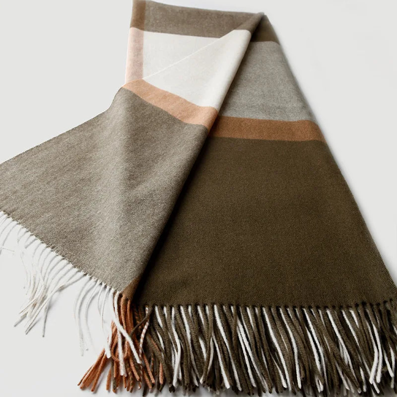 plaid laine jacquard a carreaux franges salon voyage - vue 7 sur 7