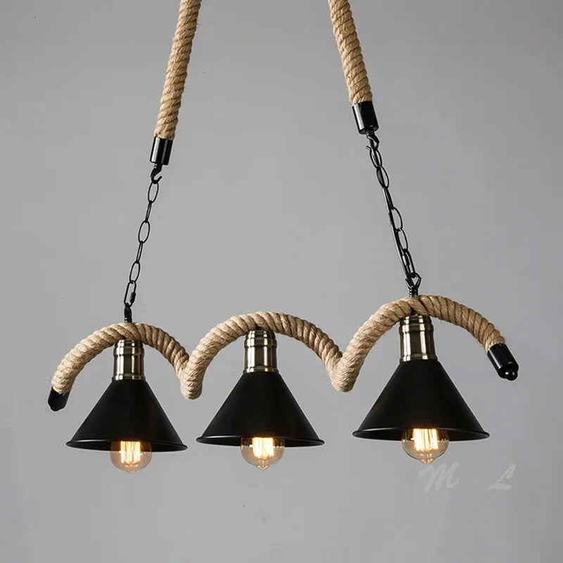 suspension rétro en corde de chanvre pour intérieur vintage