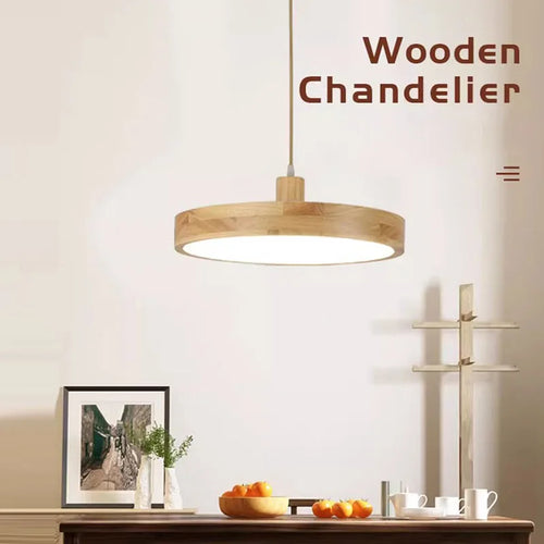 Lustre LED japonais à tête unique en rondins