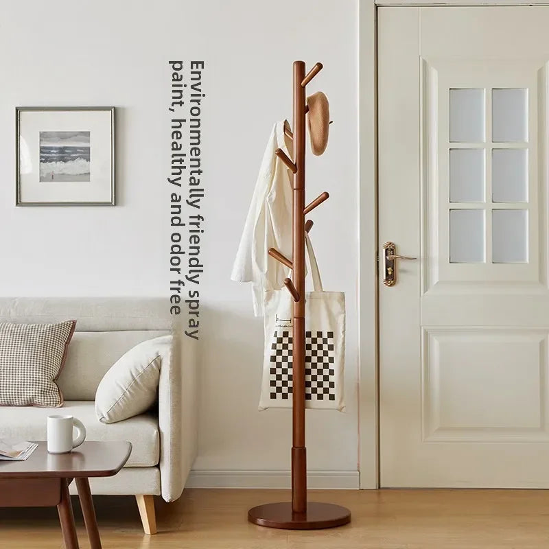 cintre en bois massif porte-manteau stable et étagère à sac - vue 5 sur 18