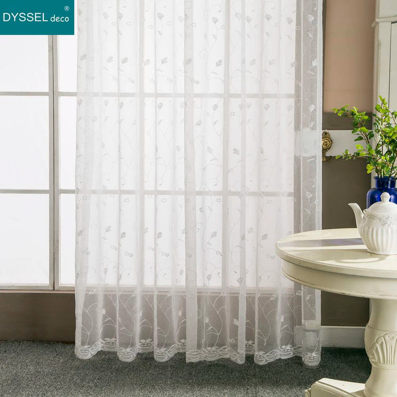 Voilage brodé floral festonné style américain salon chambre