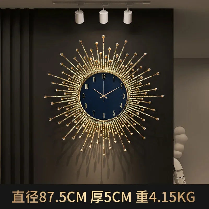 horloge murale de luxe en forme de soleil pour décoration moderne - vue 6 sur 10