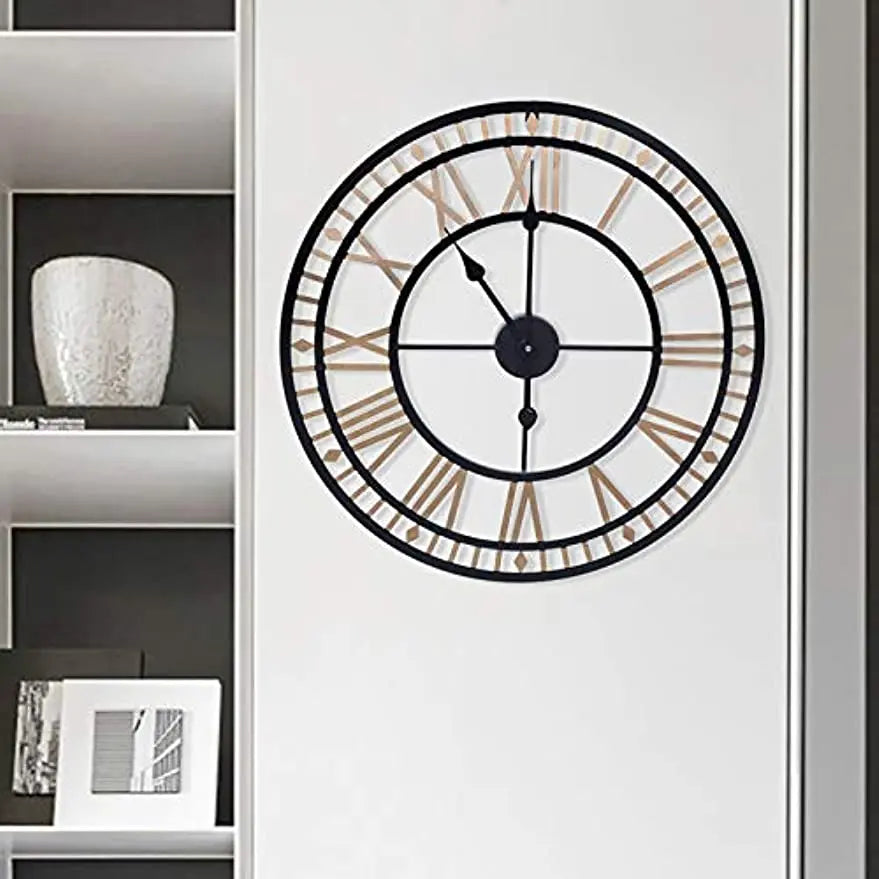 horloge murale vintage chiffres romains en métal design élégant et raffiné - vue 6 sur 6