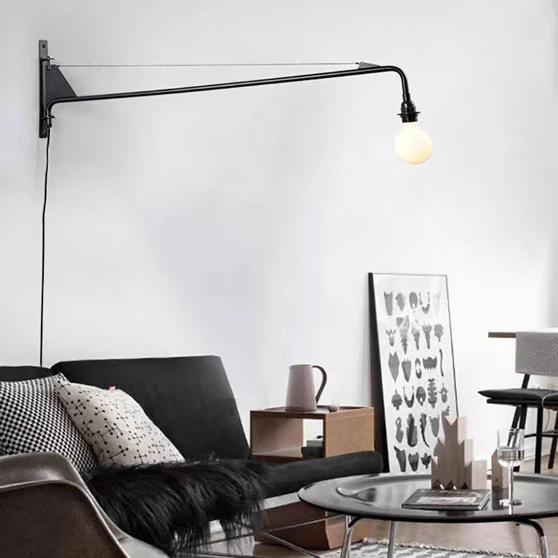 applique murale minimaliste à bras long rotatif avec interrupteur - vue 3 sur 7