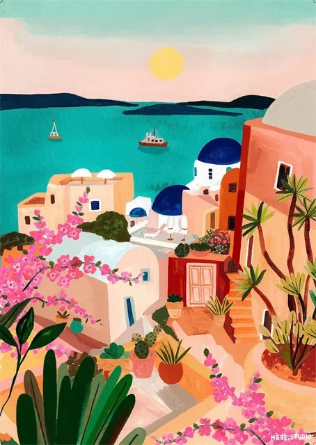 affiches colorées de paysages abstraits pour décoration murale