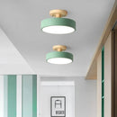 plafonnier bois nordique led macaron rond intérieur balc