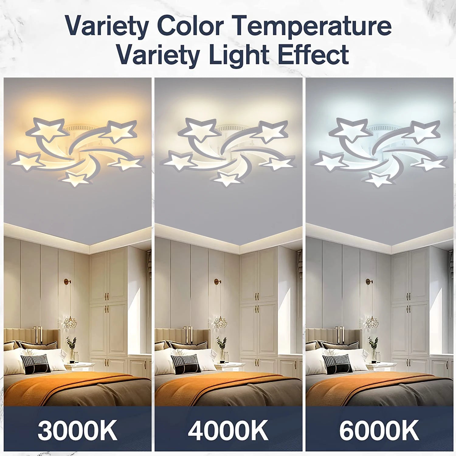 Étoile Led plafonniers acrylique lustres lampe pour enfants garçon et fille chambre salon salle à manger Design intérieur lumières - vue 6 sur 9