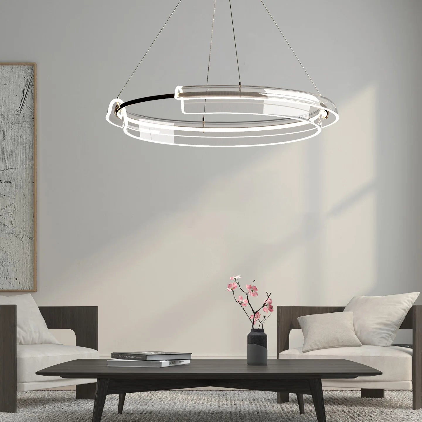 lustre led de luxe simple anneau dimmable pour maison hôtel - vue 6 sur 7