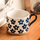 Mug japonais retro ceramique fleurs cerisier peint main