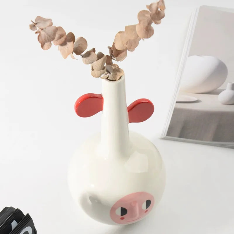 vase en céramique nordique design pour fleurs séchées décoration intérieure - vue 3 sur 6