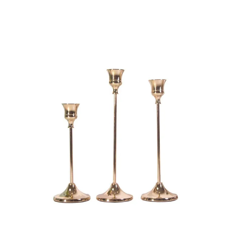 kit bougeoirs en laiton doré pour décorations festives et mariages - vue 12 sur 11