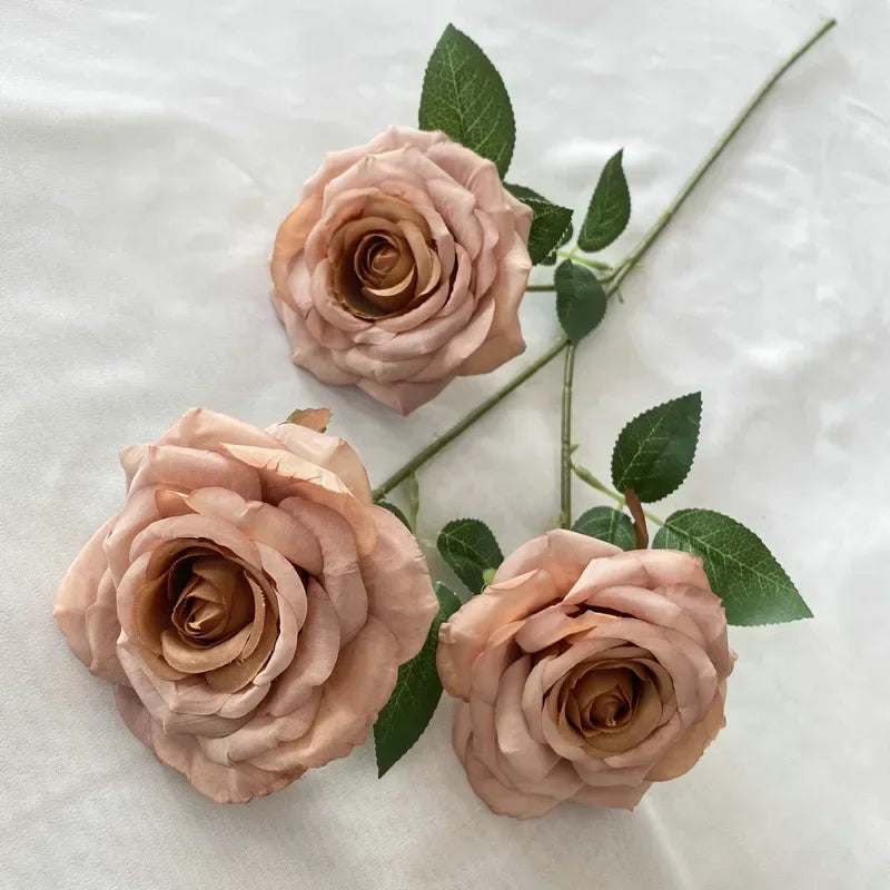 fleurs artificielles en velours roses décoratives pour intérieur - vue 9 sur 14
