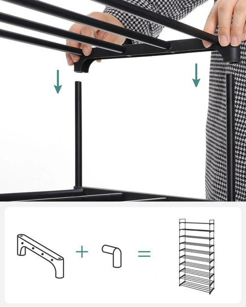 étagère à chaussures haute en métal à 10 niveaux gain de place