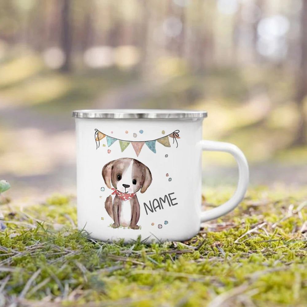 Mug enfant personnalisé animal prénom style cartoon émail