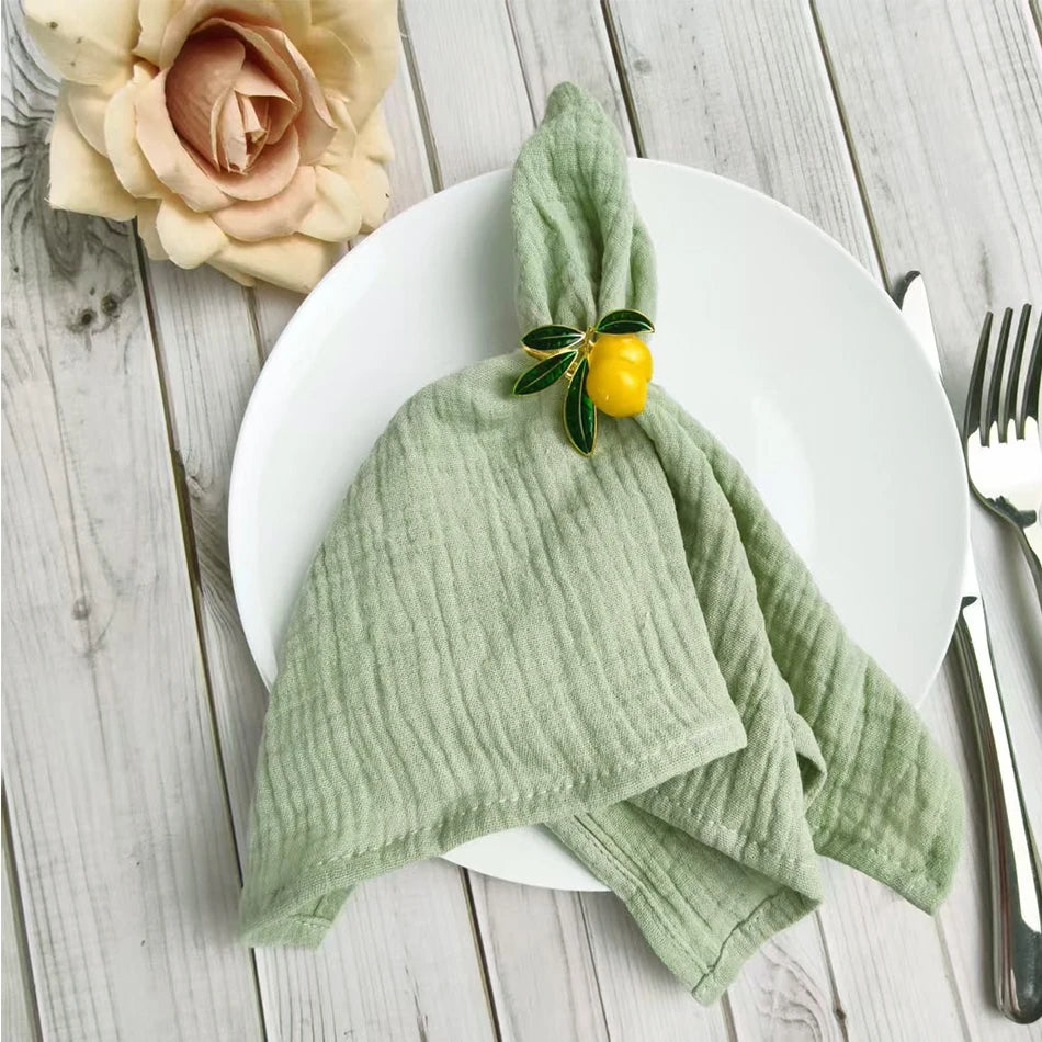 Serviette de table coton lot 10 style korean - vue 2 sur 4