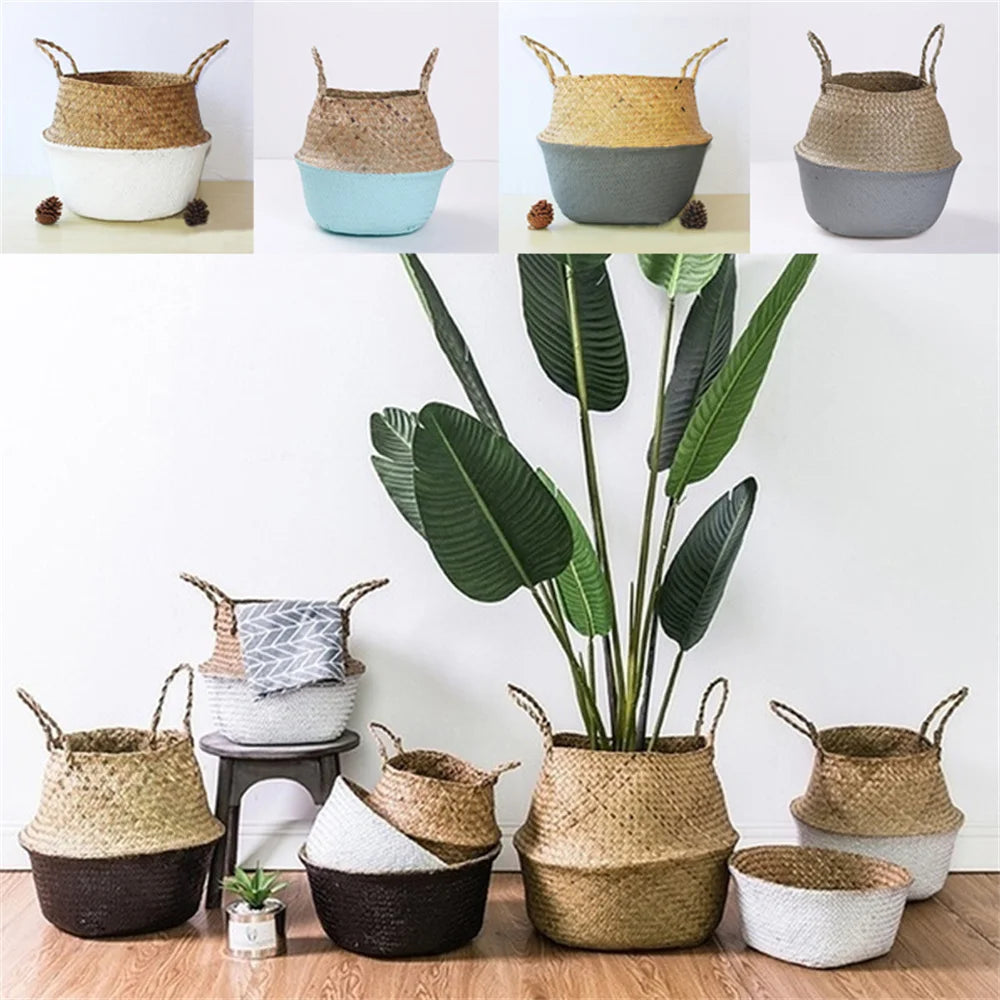 panier suspendu en osier pour rangement et décoration - vue 7 sur 13