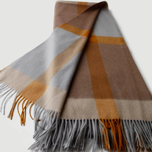 plaid laine jacquard a carreaux franges salon voyage