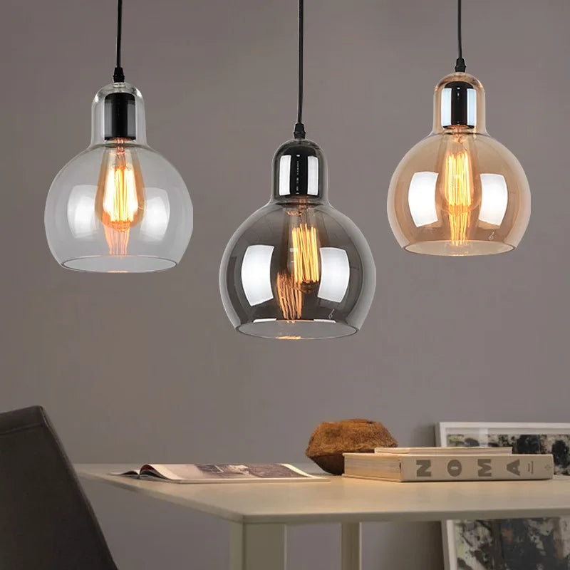 suspension led en verre nordique pour éclairage de table