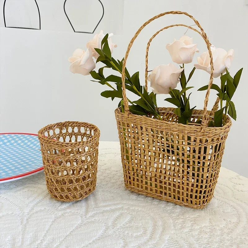 panier de pique-nique en rotin pour rangement et décoration intérieure - vue 5 sur 10