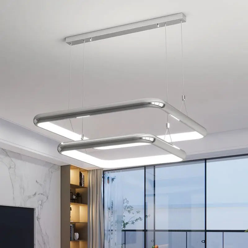 lustre moderne led suspension carrée perle pour maison