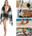 Serviette de plage a carreaux legere sechage rapide